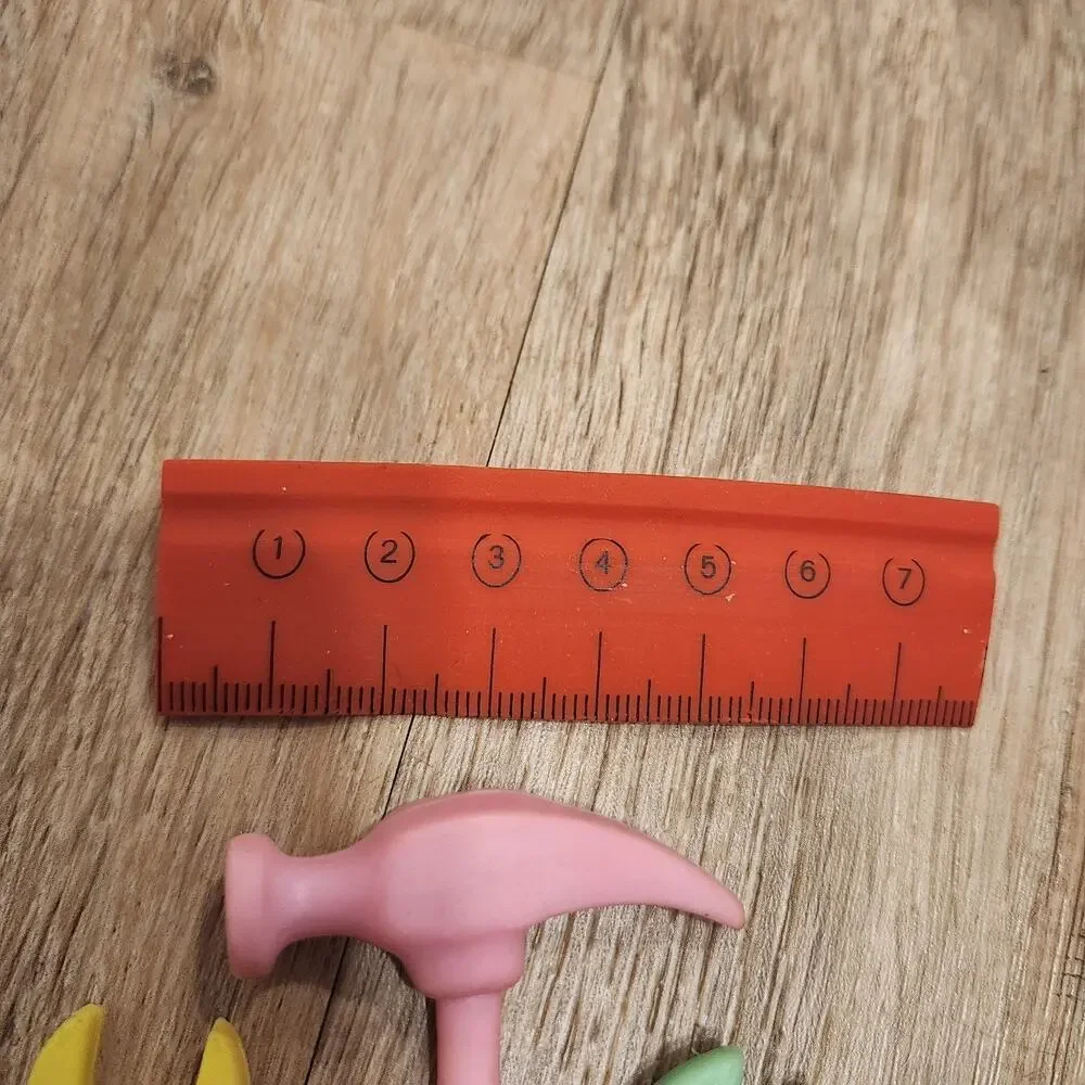 7 Vtg 1980s Erasers Rubber Tools Water Tap Spigot Paint Hammer Saw Wrench Ruler